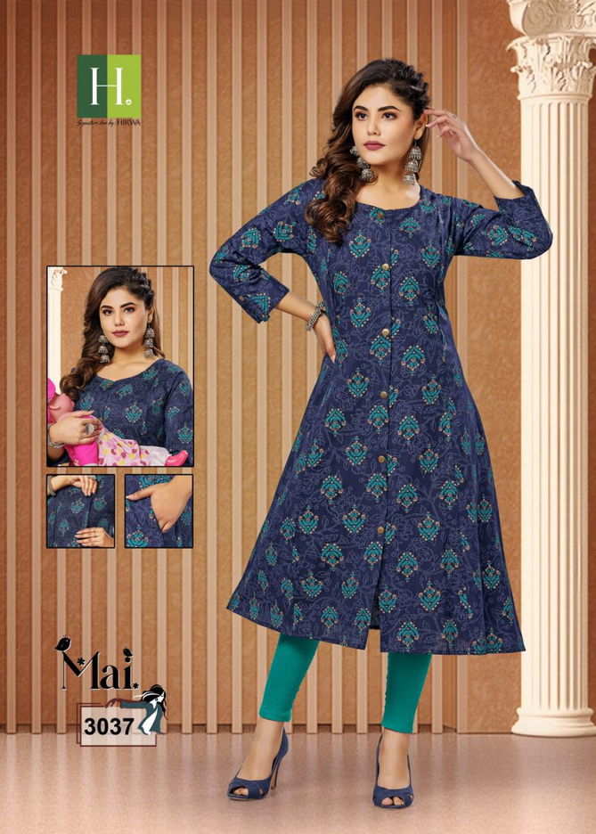 Hirwa Mai Cotton Printed Regular Wear Designer Kurti Collection